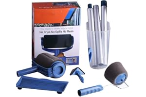 VICRAYS Paint Roller Brush Kit Pro, Wall Painting Handle Tool with Paint Runner Brush, Wall Printing Brush, 3 Extension Poles, Printing Brush Tray, Handle Flocked Edger Room for Walls and Ceiling