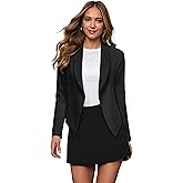 Hybrid & Company Womens Casual Work Office Blazer Open Front Heavy Ponti Shawl Collar Long Sleeve Jacket