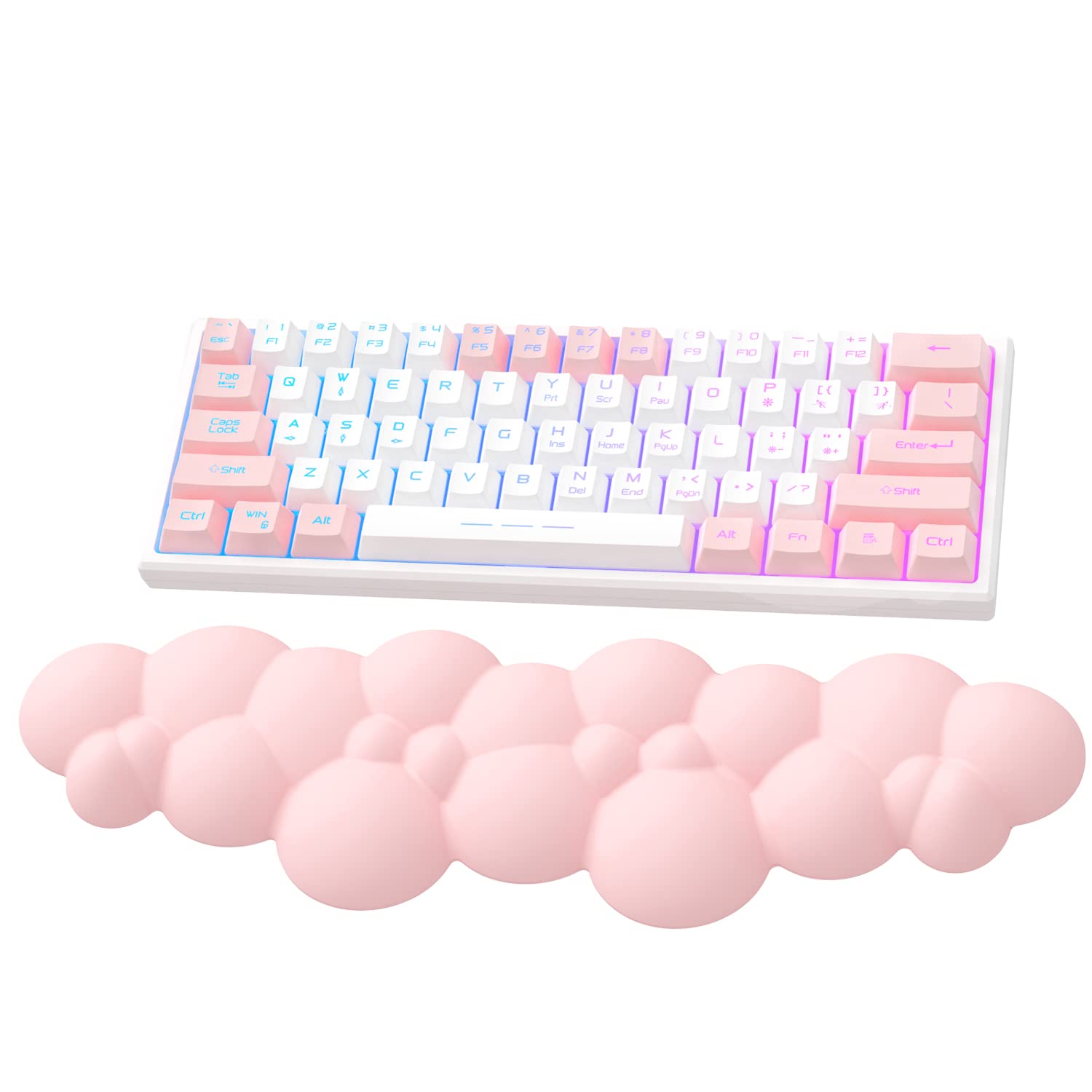 Attack Shark Flesh Pink Cloud Soft Comfortable Keyboard Wrist Rest,Anti-Skid Ergonomic Wrist Support Keyboard,Desk Hand Wrist Support TKL Mechanical Keyboard/87 Keys 104 Size Gaming Palm Rest Keyboard