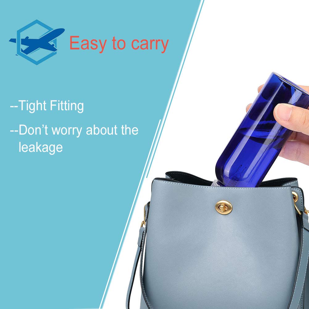 Fine Mist Spray Bottle 5Pcs 3.4oz/100ml Blue Travel Bottles With 5 Contain Caps Leak Proof for Makeup Cosmetic Containers (BLUE) : Beauty