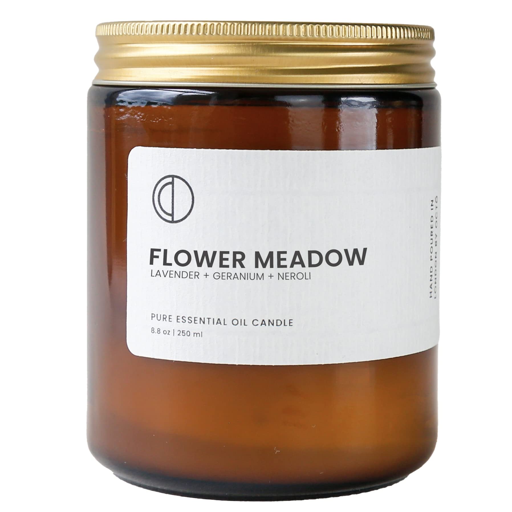 OCTŌ Flower Meadow Lavender + Geranium + Neroli | Scented Candle. Made with Essential Oils and Soy Wax. 250ml