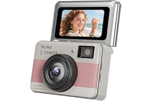 Yunseity Small Keychain Camera, 1.47 Inch Flip Screen 68MP 4K Video with CMOS Stabilization and LED Light, for Travel Vlog Ni