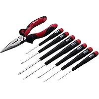 Wiha 26190 Slotted and Phillips Screwdriver Set Bonus Pack with Professional 6.3" Long Nose Pliers, 8 Piece