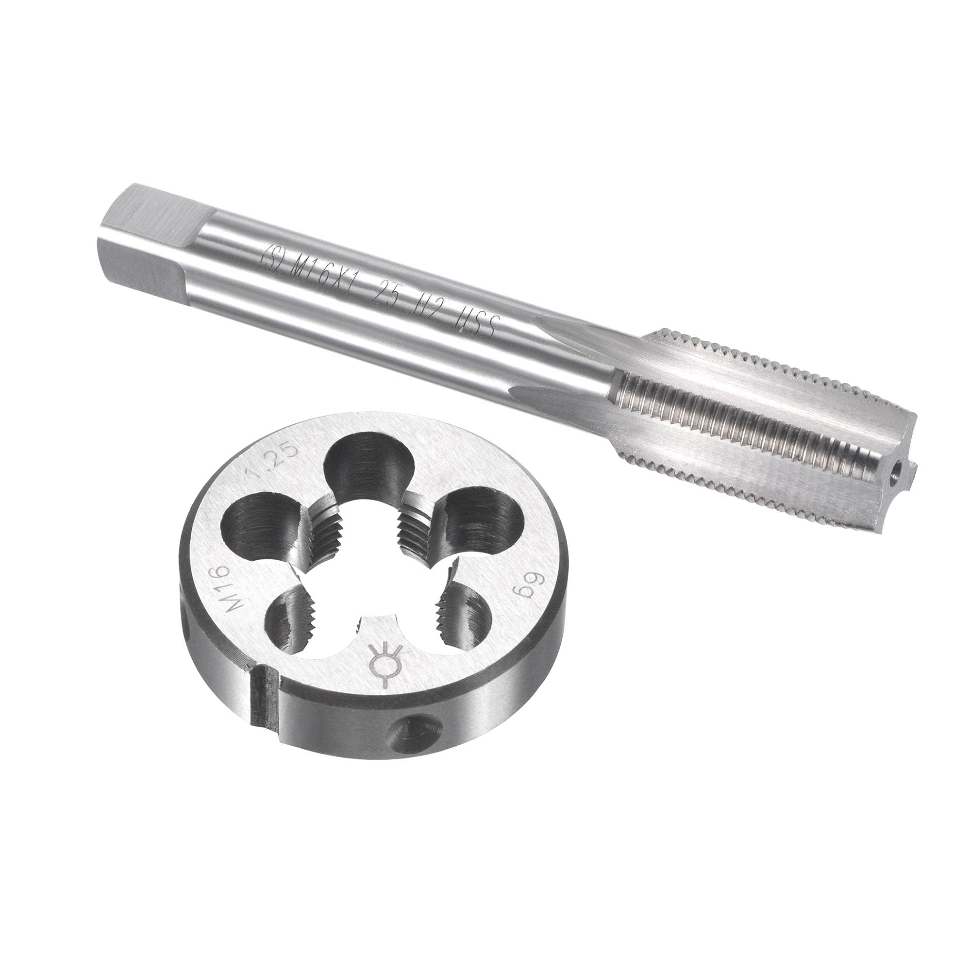 TOP-VIGOR M16 x 1.25mm Metric Tap and Die Set, Machine Thread Screw Tap with Round Threading Die, Heavy Duty Tap & Die Kit for DIY, Repair, Cutting External and Internal Thread
