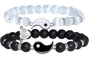 SMILEBELLE Magnetic Heart Bracelets for Couples Gift Matching Couple Bracelets for Boyfriend Girlfriend Jewelry Gifts, His and Hers Yin Yang Long Distance Relationship Bracelet as Birthday Gifts for Her