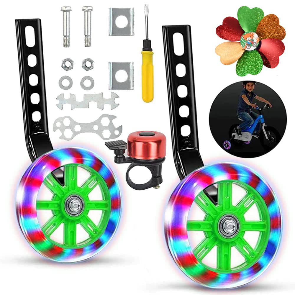 Auxiliary Wheels for Children, Stabilisers for Children's Bicycle Bike, Children's Bicycle Stabilisers, Stabilisers for Children's Bike, Children's Stabilisers (Green)