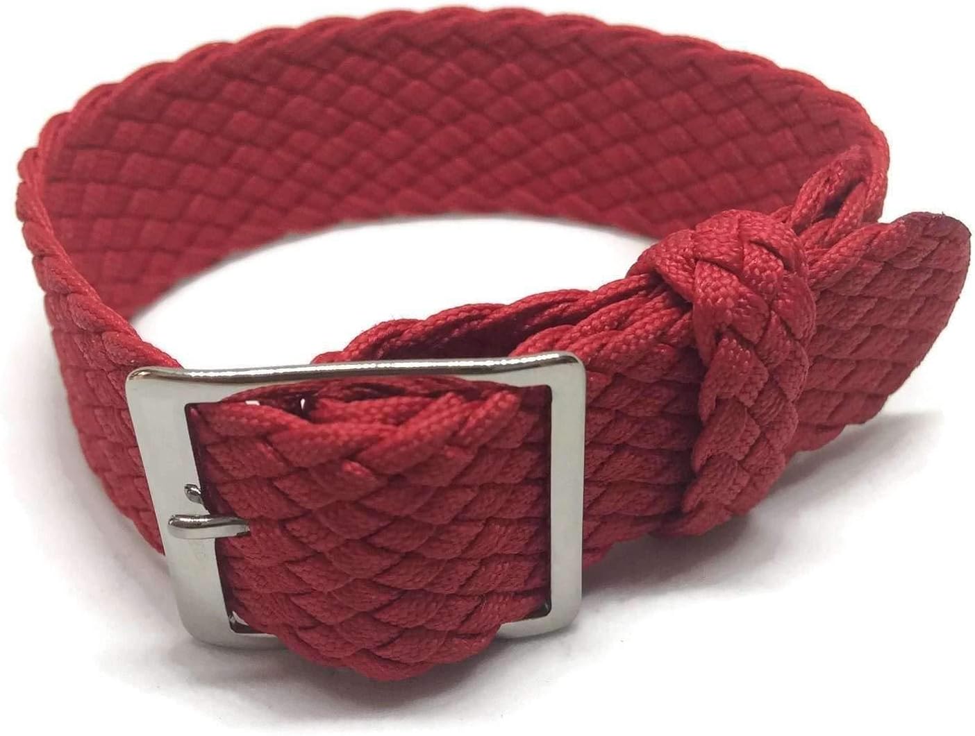 Mesh Fabric Watch Strap Red 20mm with Polished Stainless Steel Buckle