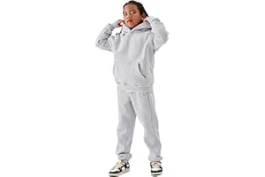 COZYPOIN Unisex Kids Fleece 2 Piece Outfits Girls Boys Hooded Sweatshirt and Jogger Sweatpants Sweatsuit Set for 5-14Y