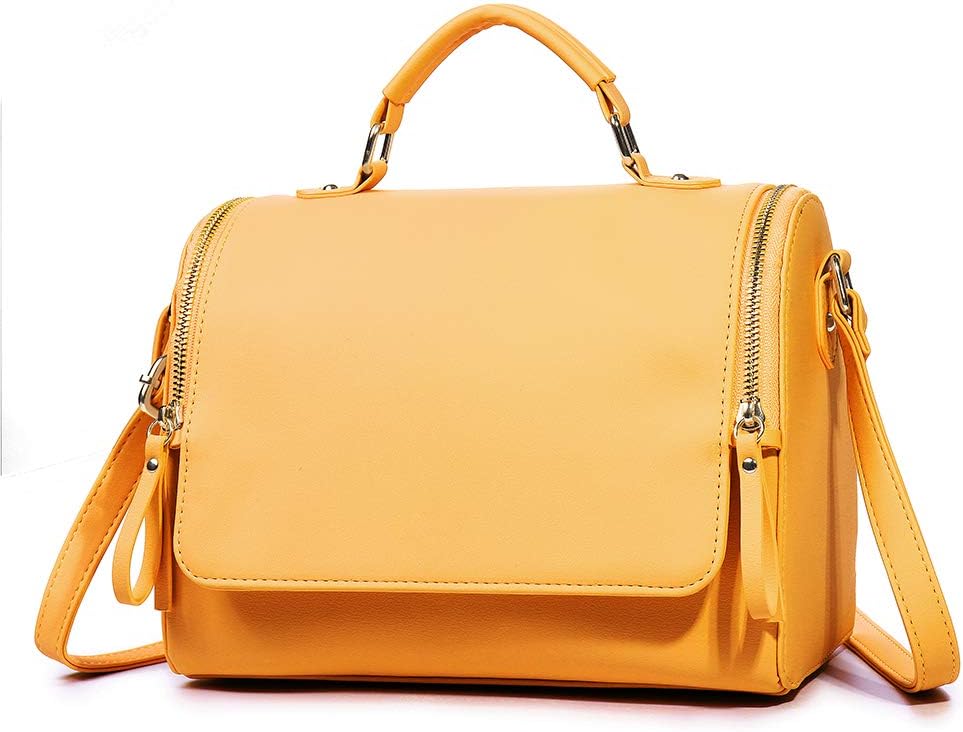 Women Bag, Brenice Flap Cosmetic Handbag Multifunction,Crossbody Bag Yellow