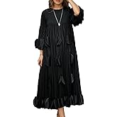 Shangeek Plus Size Fall Dress for Women Round Neck Long Sleeve One Size Elegantly Casual Dresses