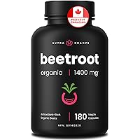 Organic Beetroot Capsules – 180 Count - Beet Root Supplement For Women & Men – Beetroot Juice Alternative – Nitric Oxide & Ci