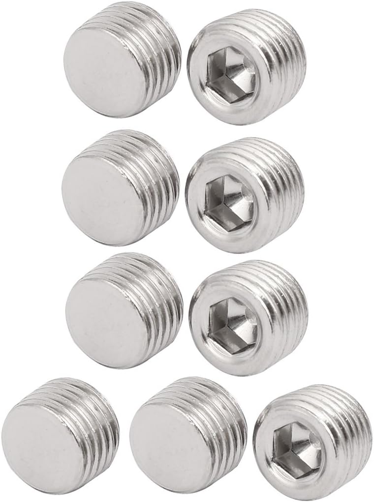 Sourcingmap 1/2-inch Metal Hex Socket Set Flat Point Grub Screws Silver Tone for Towel Rack Door Knob 9pcs