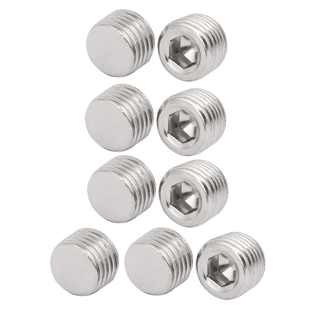 Sourcingmap 1/2-inch Metal Hex Socket Set Flat Point Grub Screws Silver Tone for Towel Rack Door Knob 9pcs