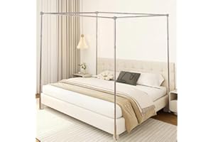 Mosqutent Cadre de lit à baldaquin, acier inoxydable épais, poteaux de lit, connecteurs métalliques, rideaux moustiques, déco