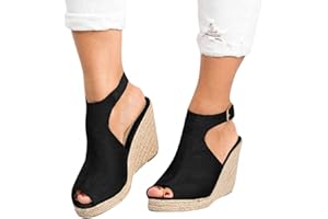 Masbird Sandals for Women,Womens Espadrille Wedge Sandals High Heel Ankle Strappy Peep Toe Platform Slingback Summer Sandals