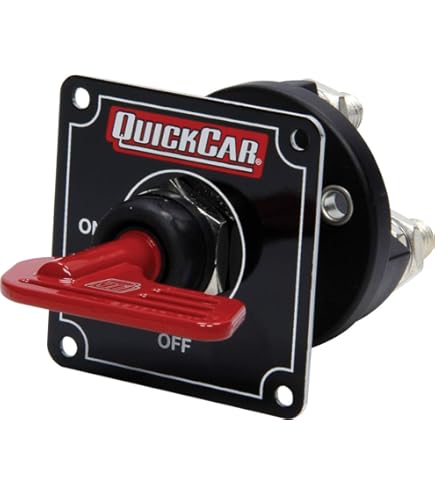 QuickCar Battery Master Disconnect Switch - 125 Amp 12V Cut Off Switch With Red Handle & Black Mounting Panel (2.5" X 2.5")