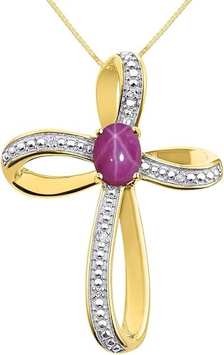 RYLOS Necklaces For Women 14K Yellow Gold - Diamond & Star LP5311RSY