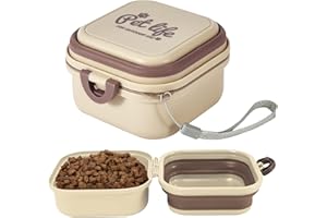 ROPFEE Collapsible Dog Bowls, Travel Food and Water Bowl with Lid for Cats and Dogs, 2-in-1 Portable Food Feeding and Storage Solution, Perfect for Traveling, Camping & Walking (S/ 60oz)
