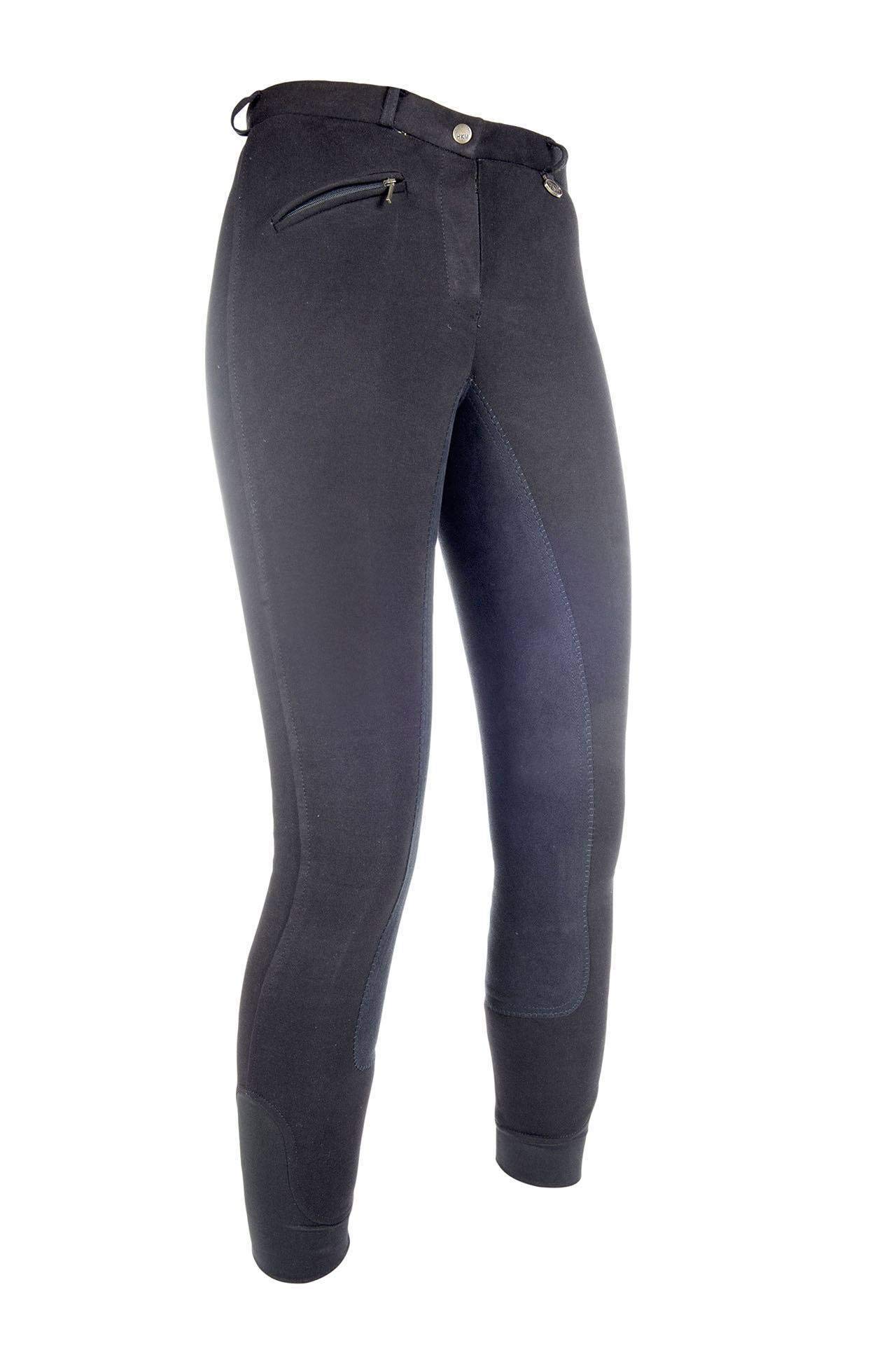 HKM Women's Riding Trousers – Penny Easy – 3/4 Seat Breeches, Womens, Trousers, 90639191.0521, black/black, 38