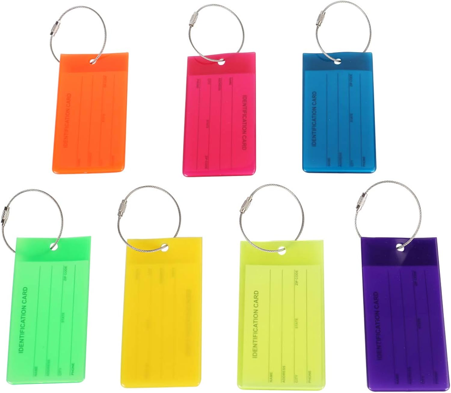 Luggage Tags for Suitcases, 7 Pack Bag Tags Personalized with Bright Colors & Steel Loops, Flexible Silicone Name ID Identification Labels Set for Bags & Luggages: Clothing