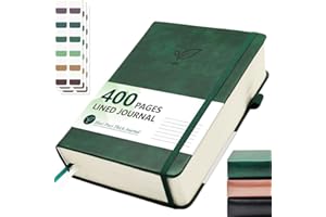 Hoci Poci Lined Journal Notebook, 400 Pages Thick Journal for Writing, A5 Hardcover Leather Notebook with 100Gsm College Rule