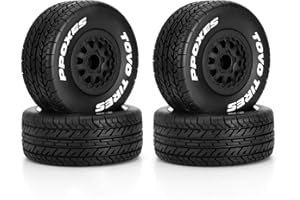 WLYEJEA 4PCS RC Short Course Truck Tire 12MM RC Wheels and Tires,1/10 Scale Off-Road Tyre Set Competible for Traxxas Slash Losi Tenacity Redcat HPI HSP RC Buggy Car