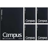 KOKUYO B5 Composition Notebooks, 5 Pack Campus Comp Book with Dot 6mm Ruled | 30 Sheets Narrow Line Spacing Journal Notebook for School Work Study Note Taking, 7.2"x10.2" Black with Silver Text Notebooks