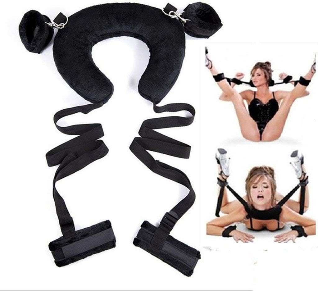 ꕤ Bedroom Couples Game-Neck Pillow Position Control Toy Easy Access Portable Open Thigh Restraịnt Sling (Black)