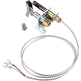 750mV Thermopile Pilot Burner 1/4" Inlet NG LPG Orifices for Gas Fryers | TEENGSE 36" Glass Fiber Wrapped Line, Interchangeable Nozzles, Direct Fit for Various Fryer Brands, Easy Installation