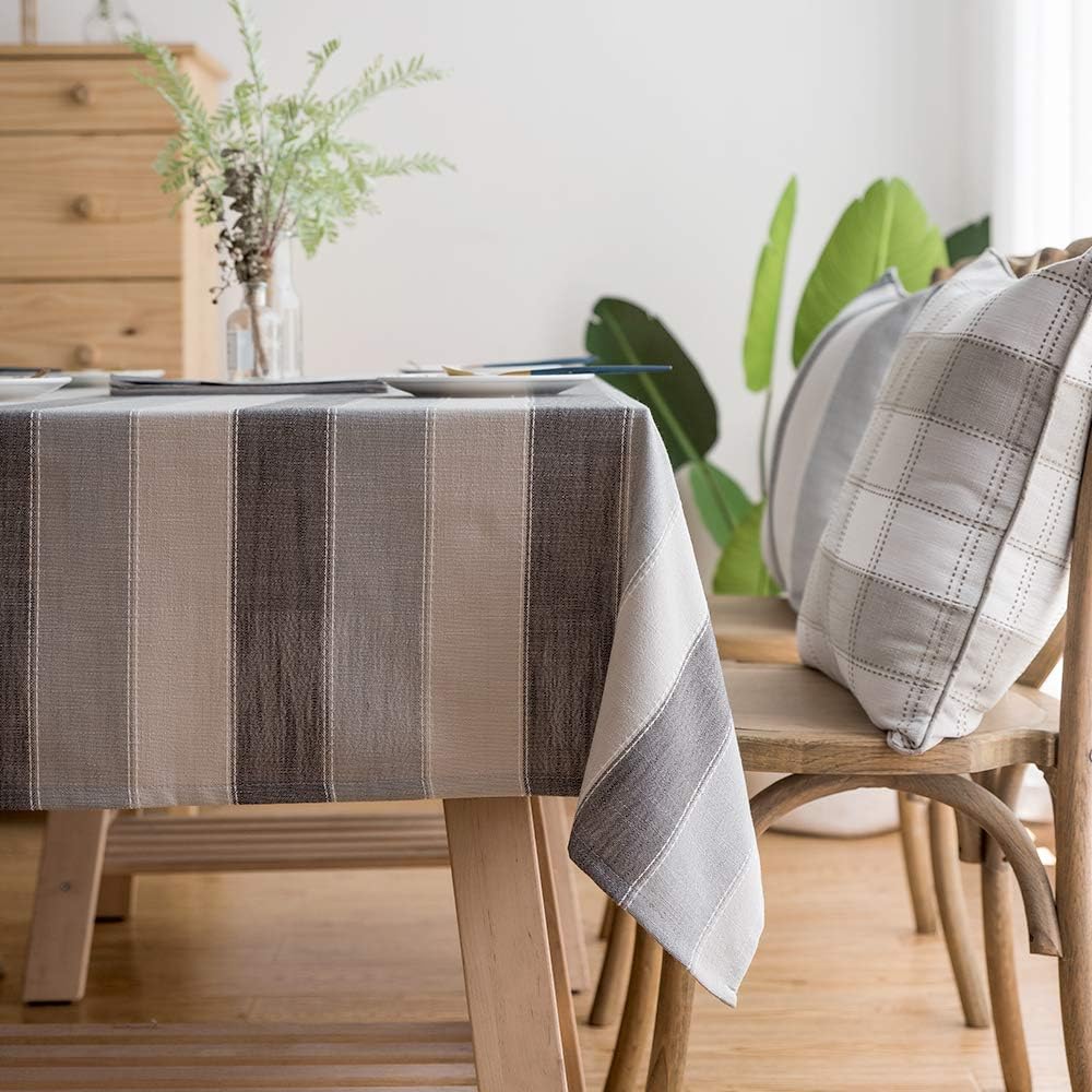 Stylish Square Rectangular Tablecloth/Table Cover for Kitchen Dinning Tabletop Decoration Gray Striped Rectangle/Oblong 55 X 86 in