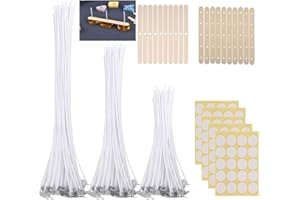 Candle Making Kit, 90 Pieces of Candle Wicks (4 Inch, 6 Inch, 8 Inch) with 10 Single Hole Wick Holders and 10 pcs 5 Hole Wick