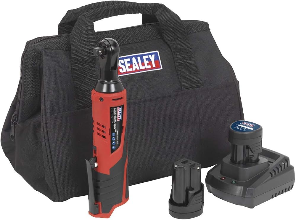 Sealey 12V SV12 3/8 Inch Sq Drive Cordless Ratchet Kit CP1202KIT Red/Black