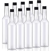 Tioncy 10 Pcs 15 oz Plastic Long Neck Coquito Bottle Empty Clear Liquor Wine Bottles with Screw on Caps Homemade Wine Coquito Limoncello Containers for Drinks DIY Christmas Craft Decoration