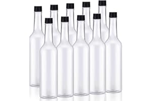 Tioncy 10 Pcs 15 oz Plastic Long Neck Coquito Bottle Empty Clear Liquor Wine Bottles with Screw on Caps Homemade Wine Coquito Limoncello Containers for Drinks DIY Christmas Craft Decoration