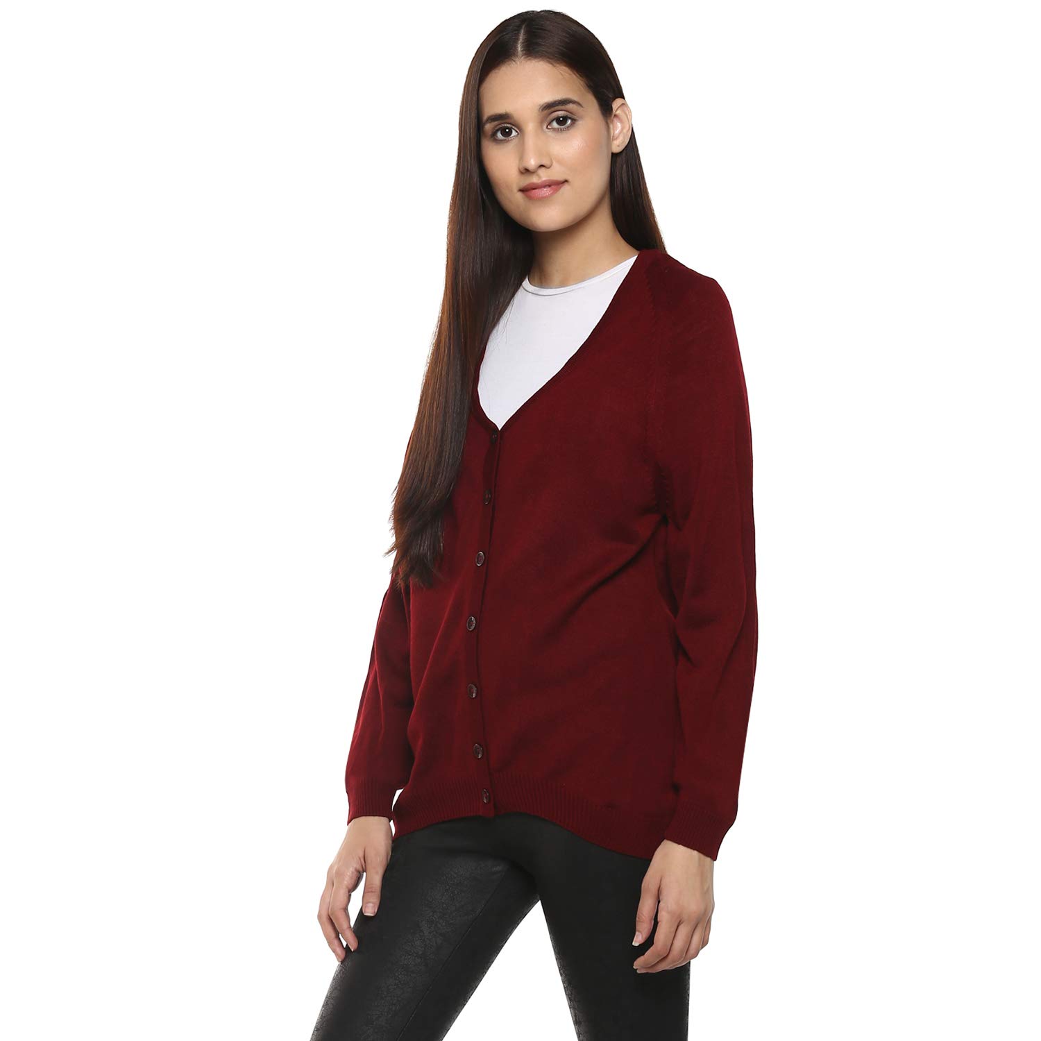 cayman women maroon solid cardigan