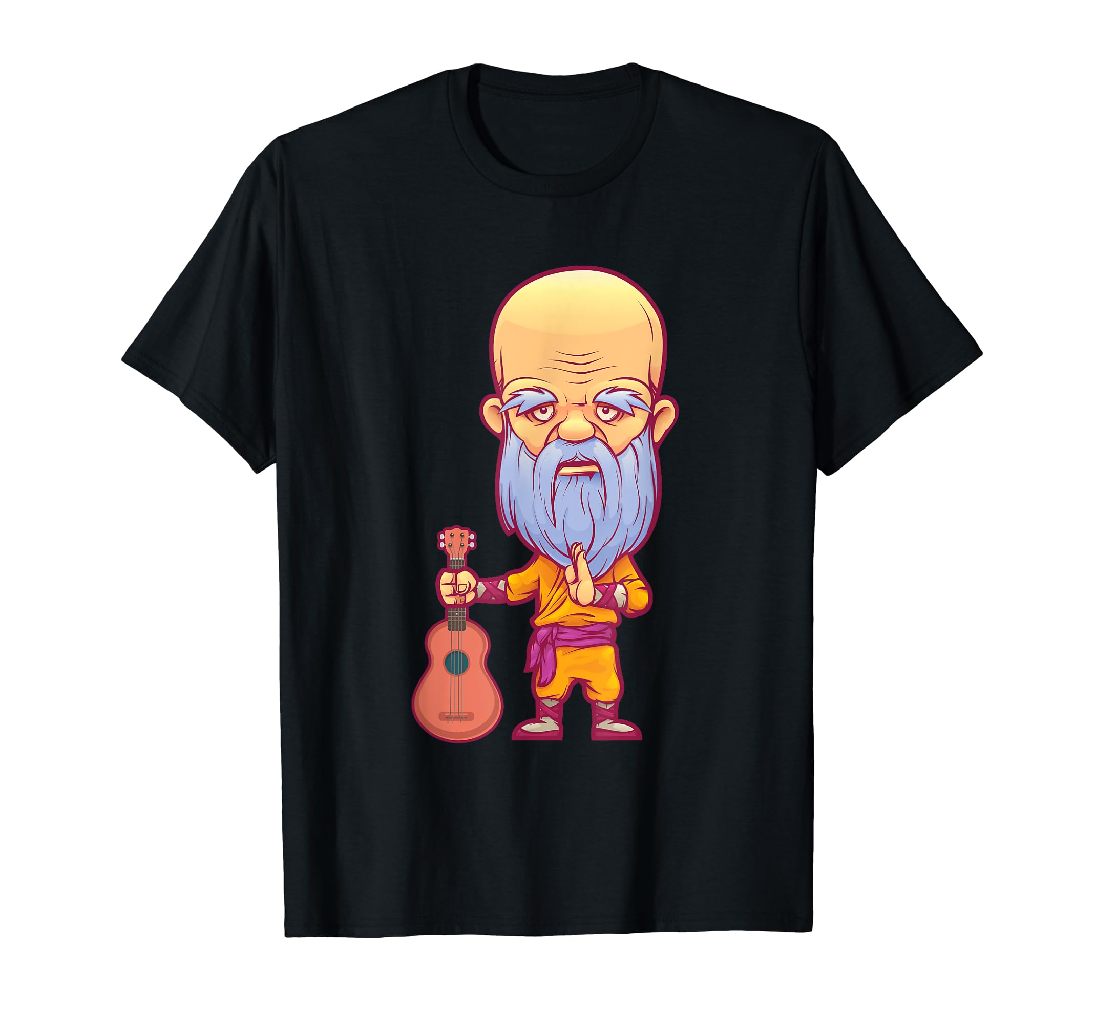 Monk Aloha Musician Hawaii Guitar Uke Hawaiian Acoustic T-Shirt