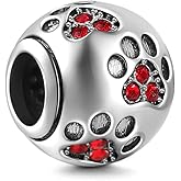 Dog Paw Print Charms 925 Sterling Silver Animal Birthstone Crystal Charms for Pandora 3mm Snake Chain Bracelets