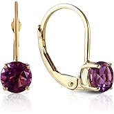 14k Yellow Gold Leverback Earrings with Amethyst