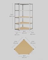 SONGMICS Corner Shelf 5-Tier Garage Storage Heavy Duty 875 kg Silver Beige view 6