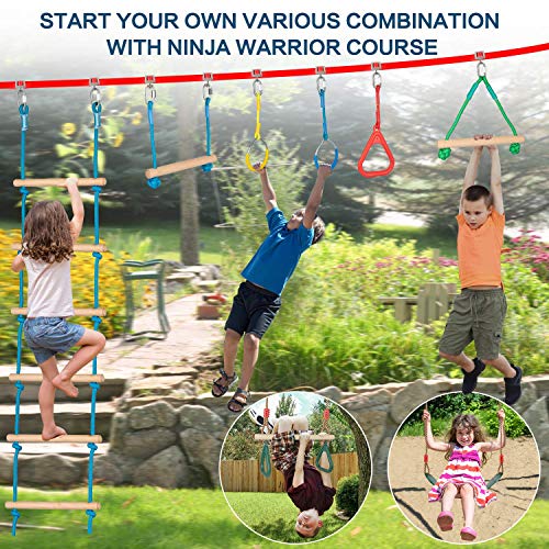 Ninja Warrior Obstacle Course for Kids, Weatherproof 54’ Ninja