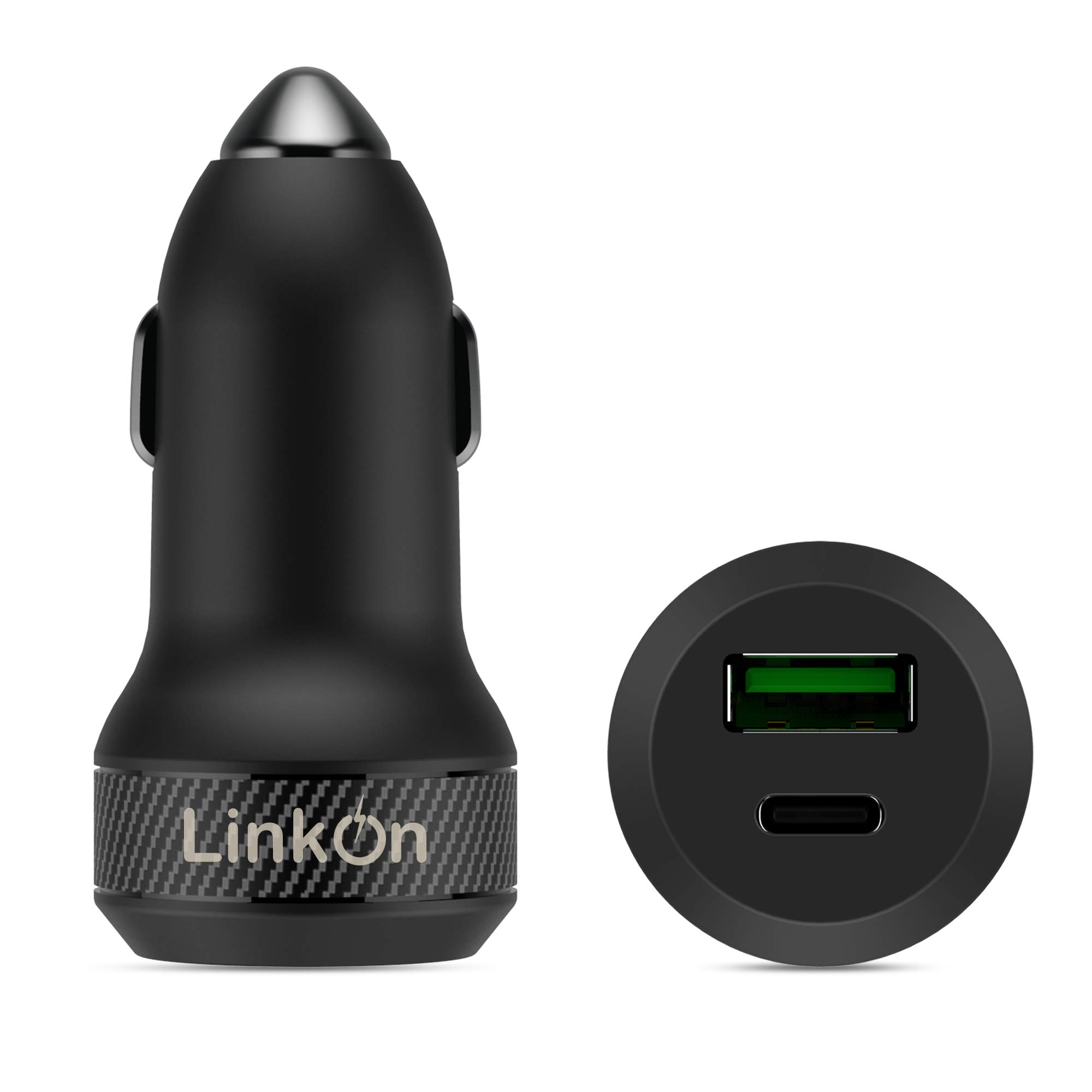 LinkOn 45W Car Charger With 27W USB-C PD3.0 and 18W USB-A QC3.0 Compatible with iPhone Samsung Galaxy Pixel Nexus Huawei