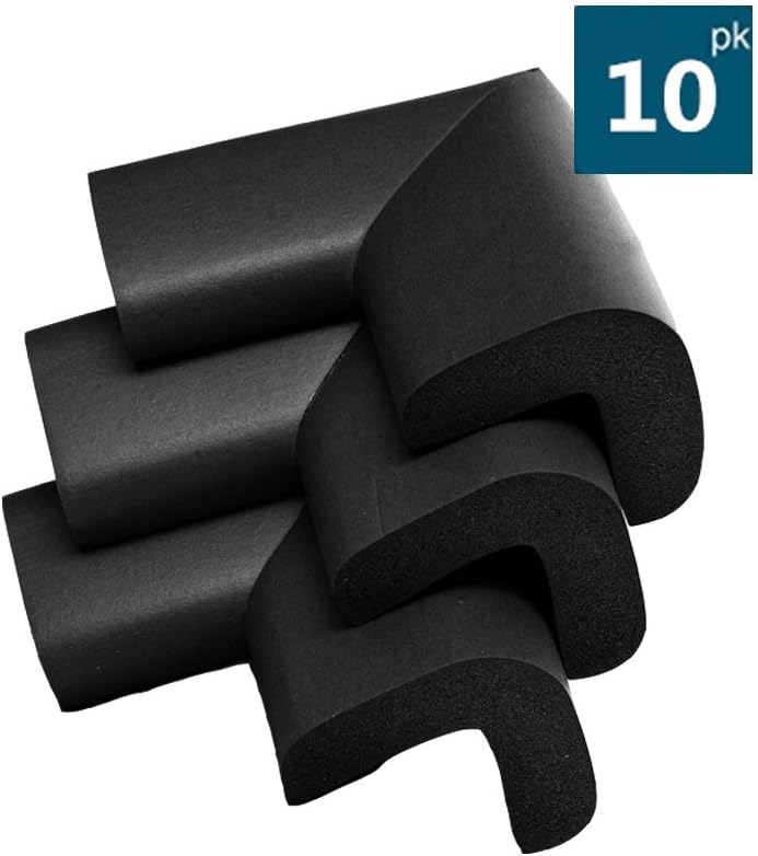 Soft Baby Table Corner Guards Edge Protectors Furniture Sharp Corners Cushion - PreApplied 3M Tape Black 10 PACK
