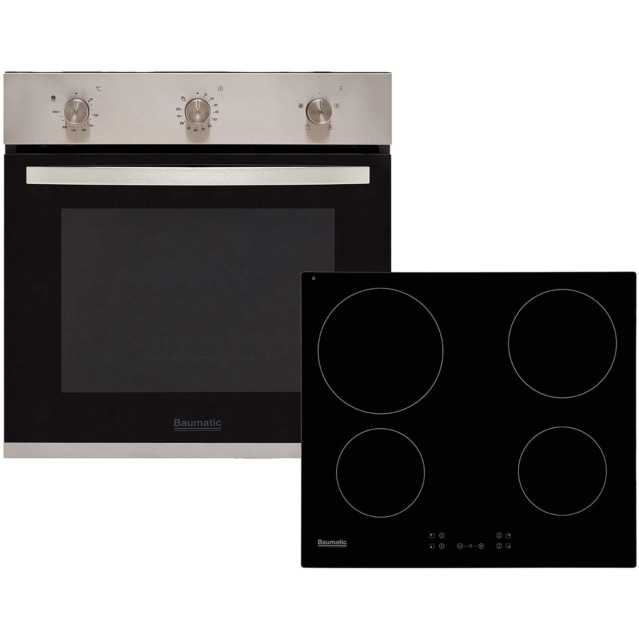 Baumatic Bcpk605x Oven Hob Pack Stainless Steel Black