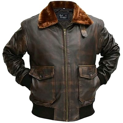 CatchFashion Mens G1 Flight Bomber RAF Real Brown Leather Jacket Winter Special X-Large, G-1 Aviator Brown Jacket