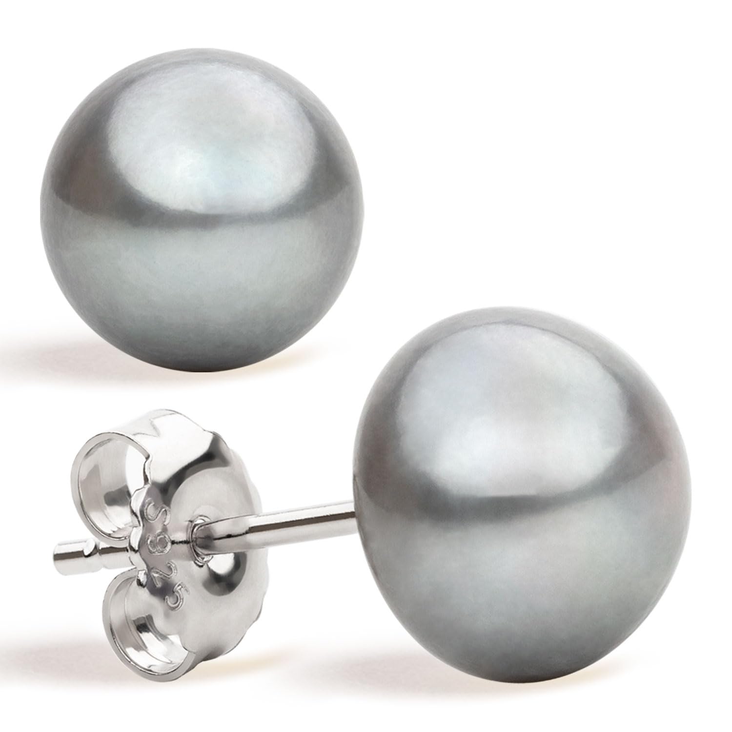 Freshwater Cultured Pearl Stud Earrings for Women Button Shape Lavender, Peach, Gray and Black SECRET & YOU - Sterling Silver 925 - Available in 4 sizes from 8 mm to 11 mm