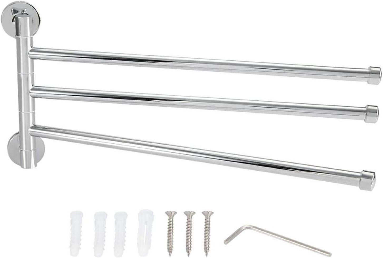 Zerodis Swivel Towel Rail,Stainless Steel Wall Mounted Multiple Arm 360° Rotating Towel Holder Rack Swing Out Towel Hanger Shelf for Kitchen Toilet and Bathroom(3 Arms)