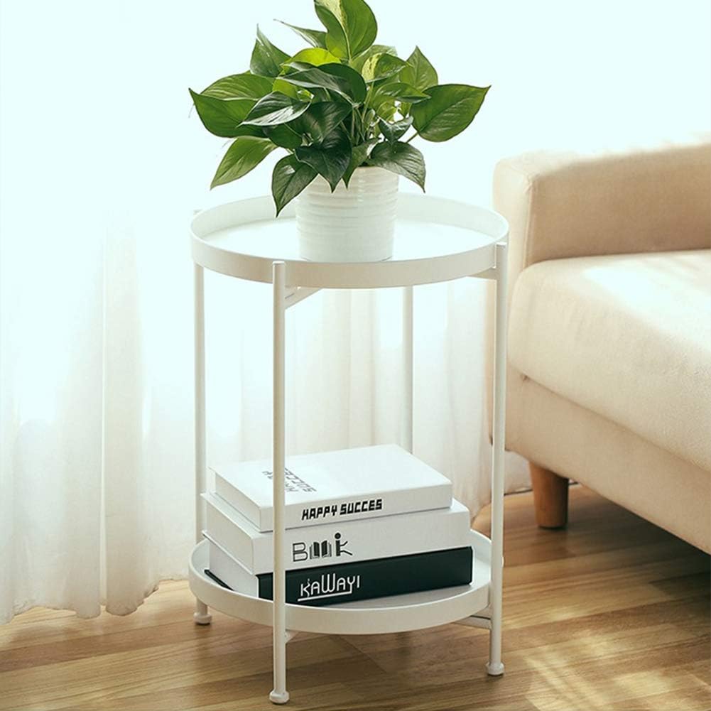 Accent Furniture Side Table Small Tray Metal End Table Black Metal Nightstand 2 Tier Round Folding Side Table For Outdoor Or Indoor Use Anti Rust And Waterproof Nightstand Sofa Tables Accent Coffee Table Black End Tables