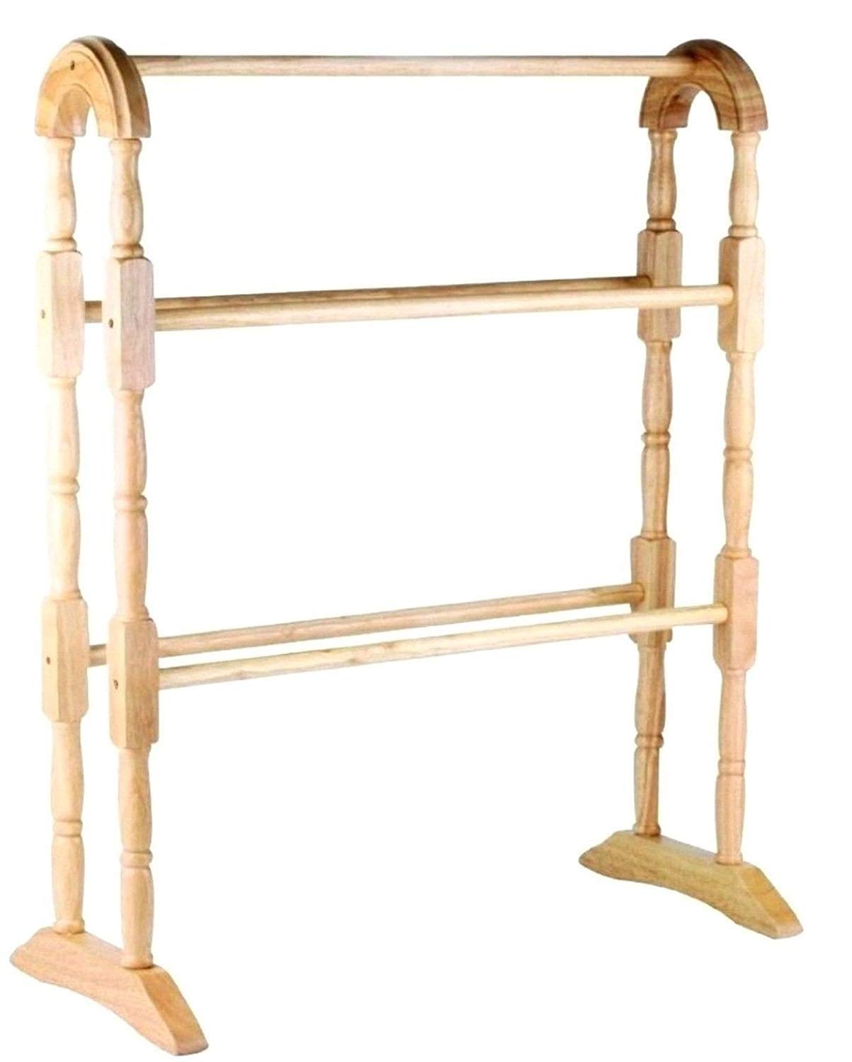 AQS Vintage Wooden Style Free Floor Standing Bathroom Towel Rail Dryer