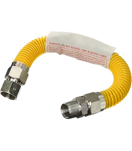 LASCO 10-1227 Gas Water Heater Supply Line – 30 Inch, 1/2" OD, Yellow Safety Coated, Corrugated Stainless Steel, For Natural Gas/Propane