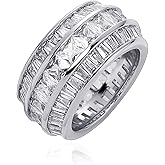 TOPGRILLZ Diamond Wedding Rings For Men 5A+ Cubic Zirconia 14K Gold Silver Promise Engagement Wedding Band Pinky Rings For Men